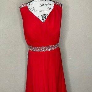 495 - JJs House NWT Red Sequin Embellished Maxi Dress for Prom, Custom Size 16